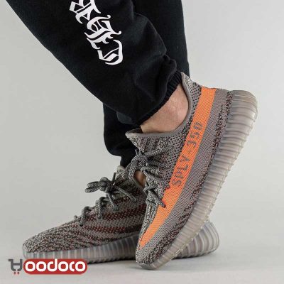 کفش آدیداس یزی بوست ۳۵۰ وی۲ طوسی داخل نارنجی Adidas yeezy boost 350 v2 grey orange inside