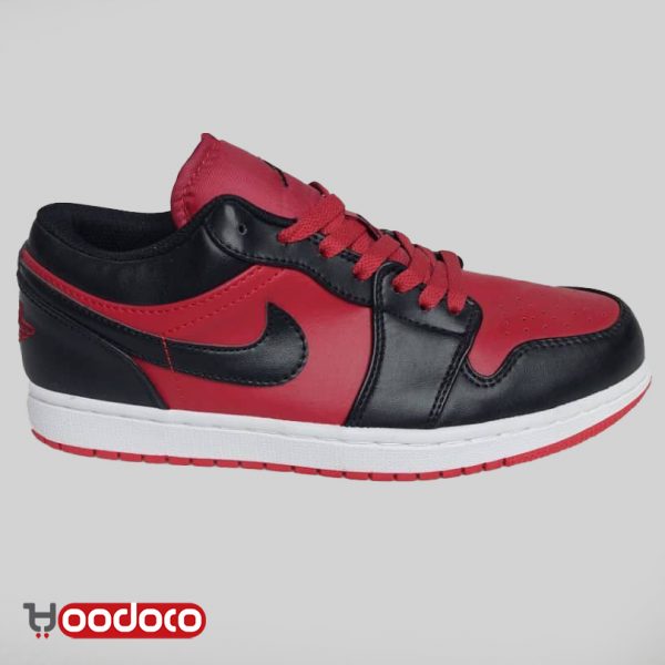 کتانی نایک ایر جردن ۱ بدون ساق مشکی زرشکی Nike air Jordan 1 low black and Crimson