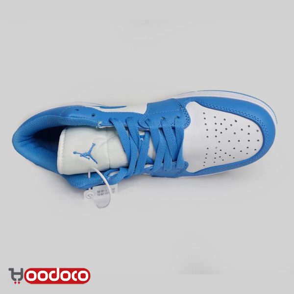 کتانی نایک ایر جردن ۱ بدون ساق آبی سفید "یو ان سی" Nike air Jordan 1 low blue and white "unc"