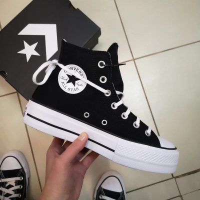 Converse all star chuck Taylor lift platform black white کانورس آل استار چاک تیلور لیفت پلتفورم مشکی