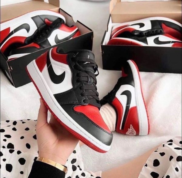 Jordan 1 low bred toe جردن 1 بدون ساق قرمز تو