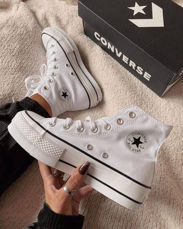 کانورس آل استار چاک تیلور لیفت پلتفورم سفید Converse all star chuck taylor lift platform white