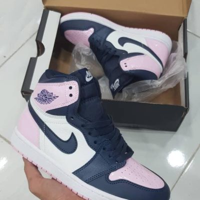 جردن 1 بابل گام صورتی سورمه ای ورنی Jordan 1 bubble gum pink navy