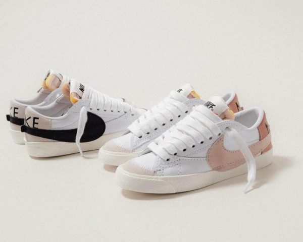 نایک بلازر بدون ساق جامبو سفید گلبهی Nike blazer low jambo white pink