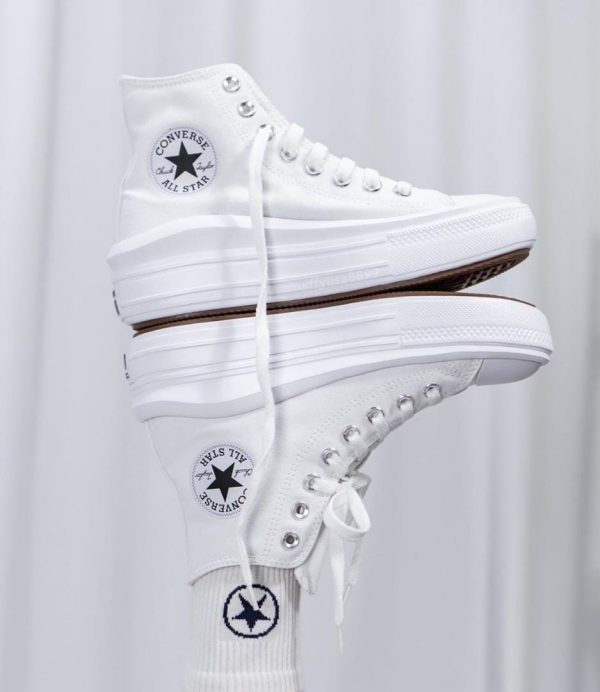 کانورس آل استار چاک تیلور موو پلتفورم تمام سفید Converse chuck taylor all star move white